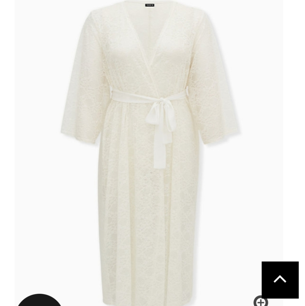🆕ECRU/CREAM LACE SELF TIE LONG ROBE